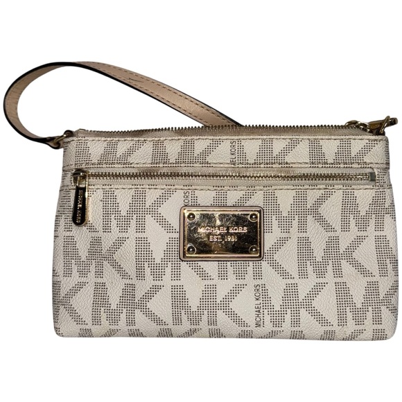 MICHAEL KORS Vanilla Jet Set Monogram Wristlet - Picture 1 of 8